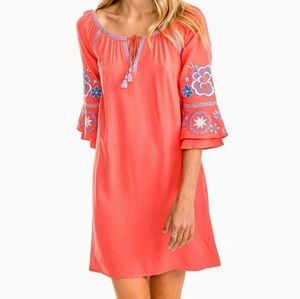 Southern Tide Natalie Embroidered Coral Dress